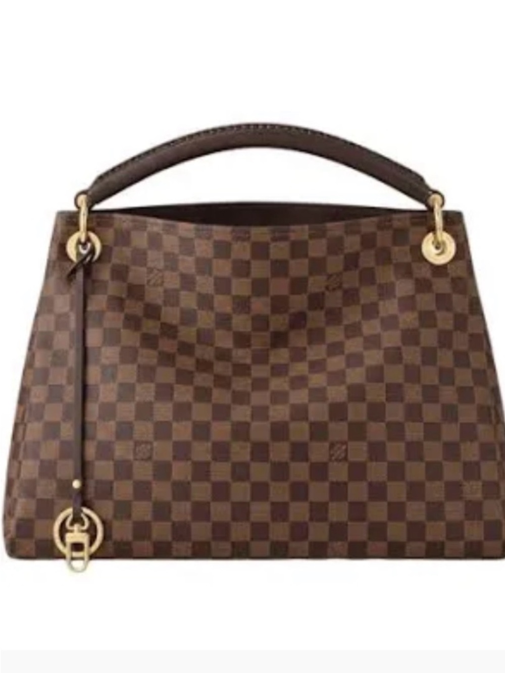 Louis Vuitton Brown Checkered Top-Handle Satchel with Gold Hardware